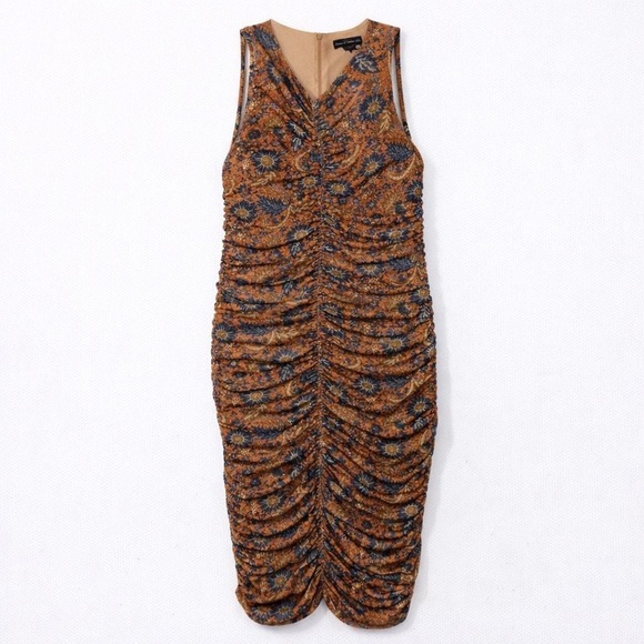 EUC House of Harlow 1960 Women’s Ruched Floral Midi Dress – Large - Picture 3 of 8